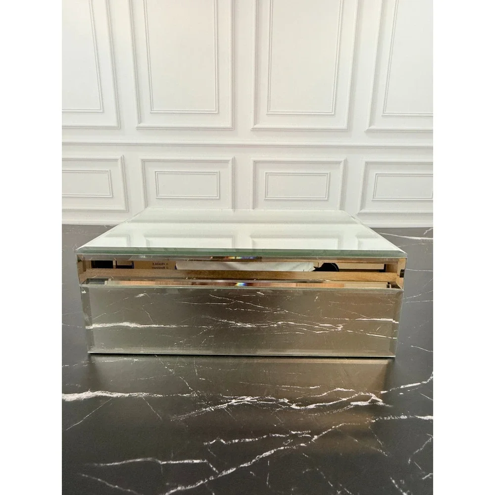 Mirrored Jewelry Box 9X6X3 Ring Holder Pull Out Tray READ